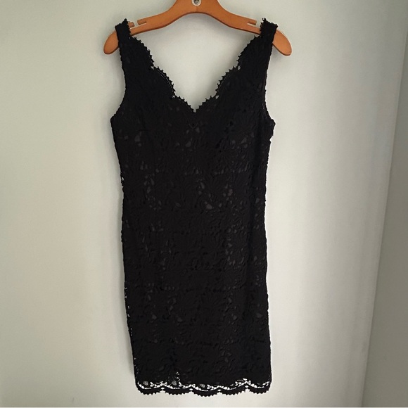 Ann Taylor Crocheted Black Sleeveless Cocktail LBD Dress Boho 2 - Picture 1 of 6